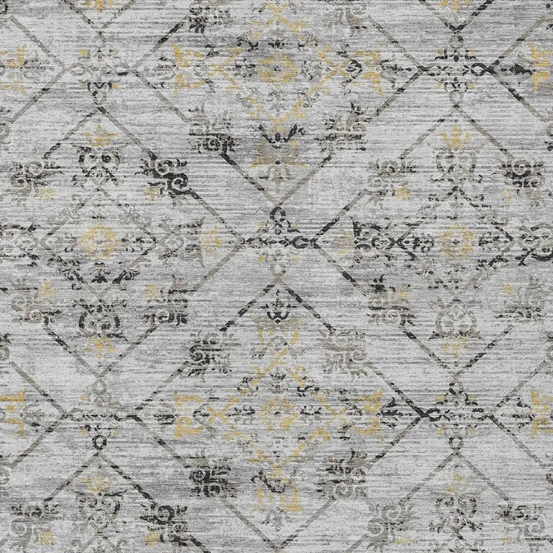 8' X 10' Silver And Ivory Geometric Washable Indoor Outdoor Area Rug Homeroots Outdoor