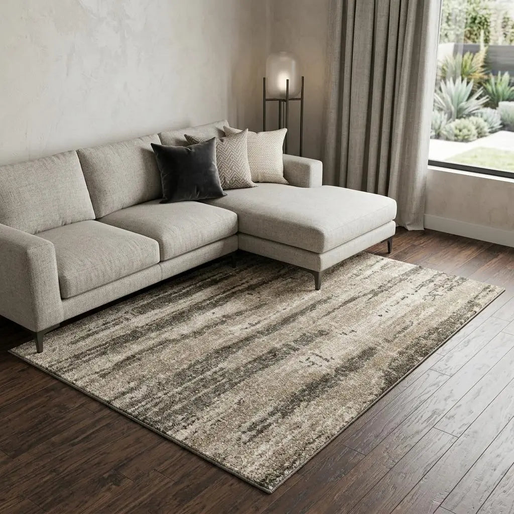8' X 10' Silver Beige And Taupe Abstract Area Rug Homeroots Home Decor