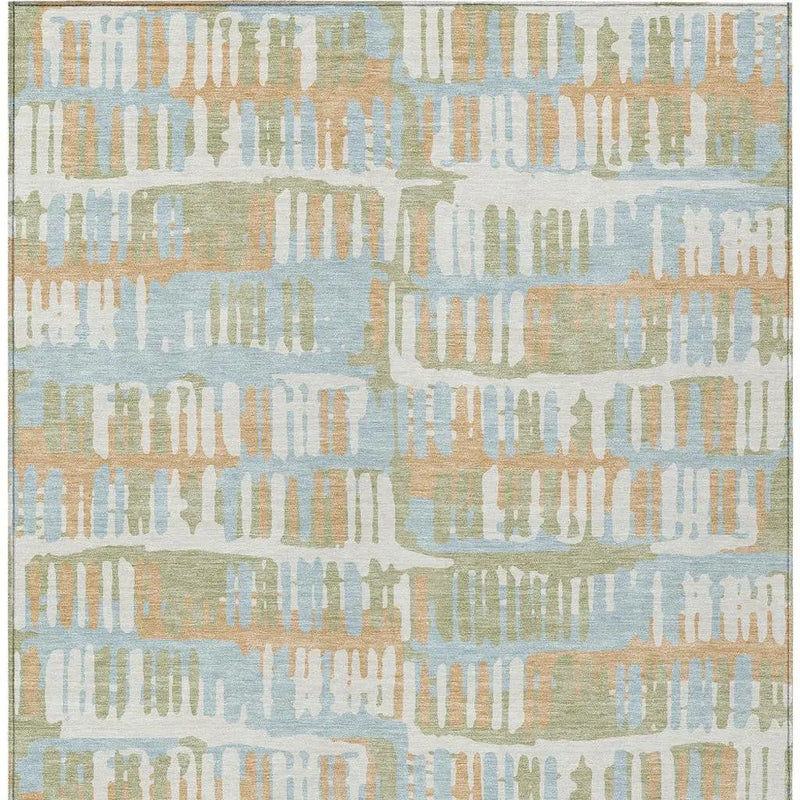 8' X 10' Sky Blue And Beige Abstract Washable Indoor Outdoor Area Rug Homeroots Outdoor