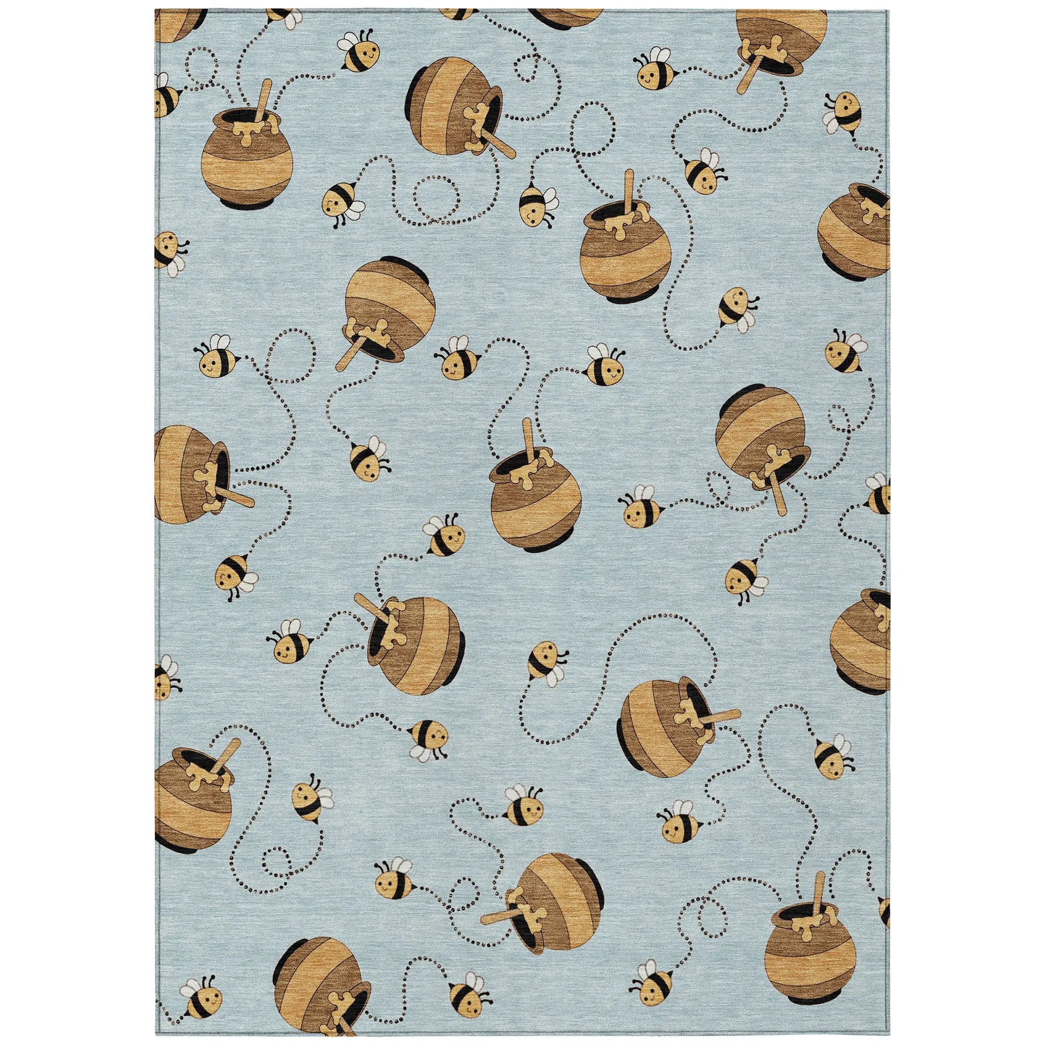8' X 10' Sky Blue And Beige Geometric Washable Indoor Outdoor Area Rug Homeroots Outdoor