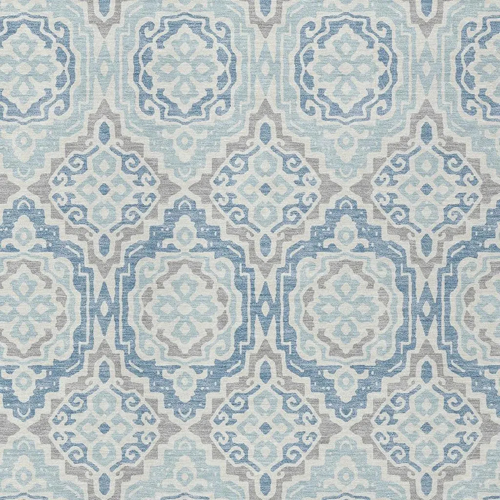 8' X 10' Sky Blue And Beige Tribal Washable Indoor Outdoor Area Rug Homeroots Outdoor
