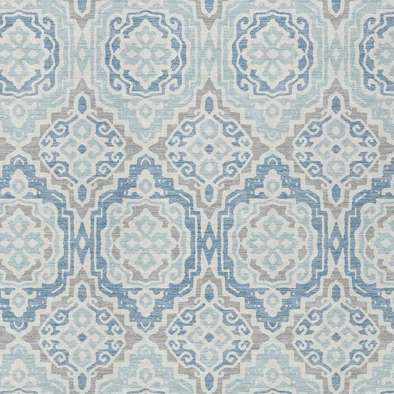 8' X 10' Sky Blue And Beige Tribal Washable Indoor Outdoor Area Rug Homeroots Outdoor