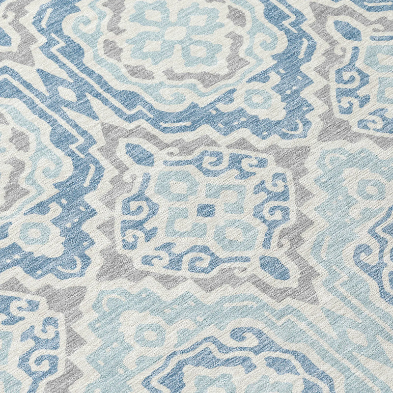 8' X 10' Sky Blue And Beige Tribal Washable Indoor Outdoor Area Rug Homeroots Outdoor