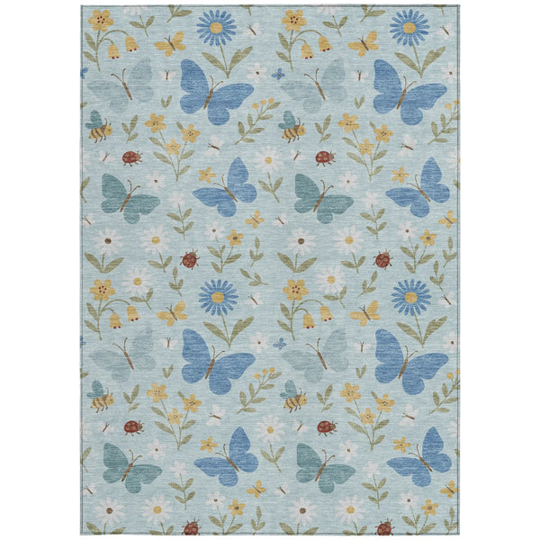 8' X 10' Sky Blue And Blue Abstract Washable Indoor Outdoor Area Rug Homeroots Outdoor