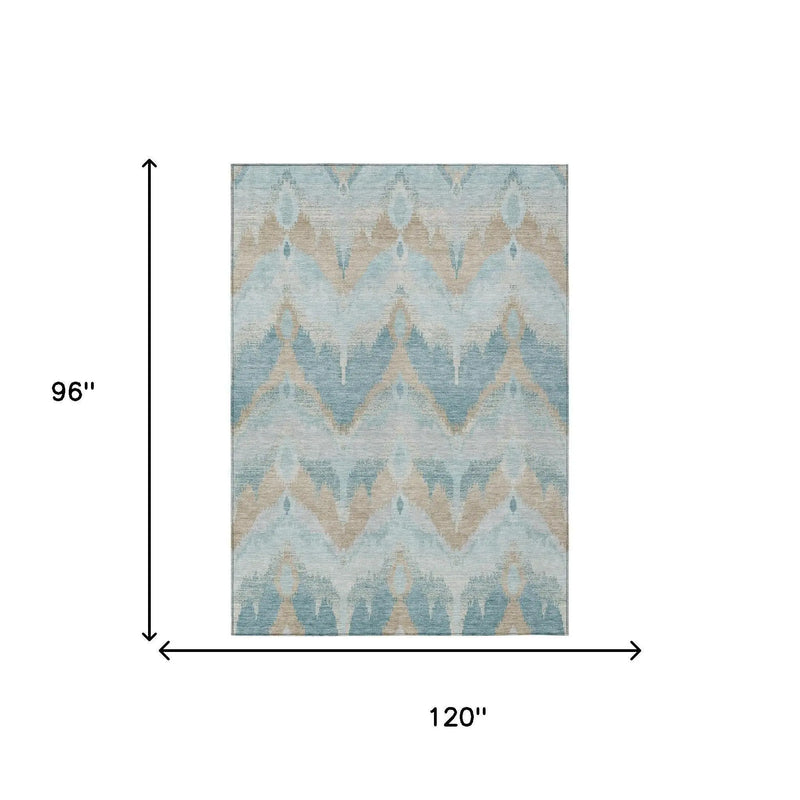8' X 10' Sky Blue And Blue Abstract Washable Indoor Outdoor Area Rug Homeroots Outdoor