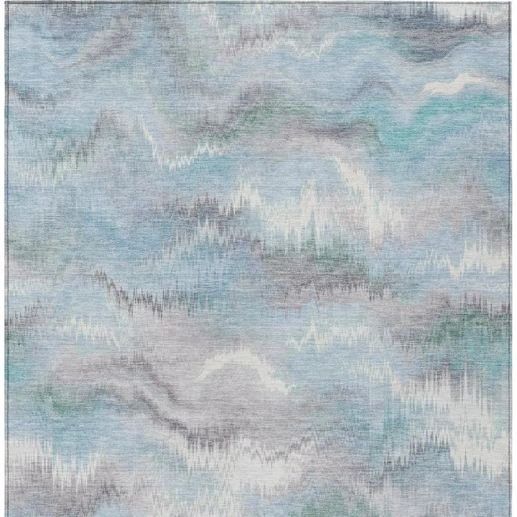 8' X 10' Sky Blue And Blue Abstract Washable Indoor Outdoor Area Rug Homeroots Outdoor