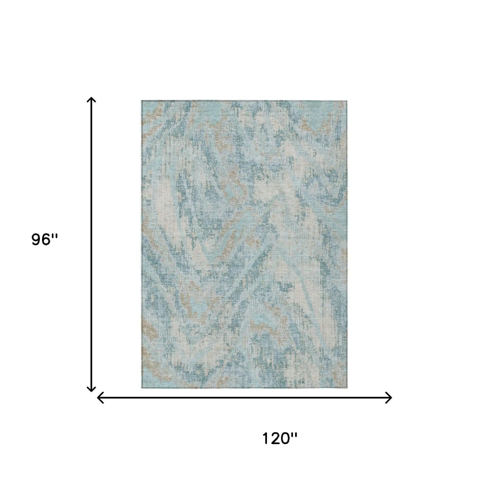 8' X 10' Sky Blue And Blue Abstract Washable Indoor Outdoor Area Rug Homeroots Outdoor
