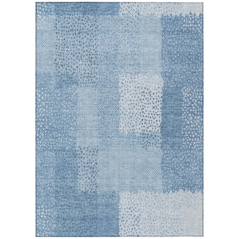 8' X 10' Sky Blue And Blue Abstract Washable Indoor Outdoor Area Rug Homeroots Outdoor