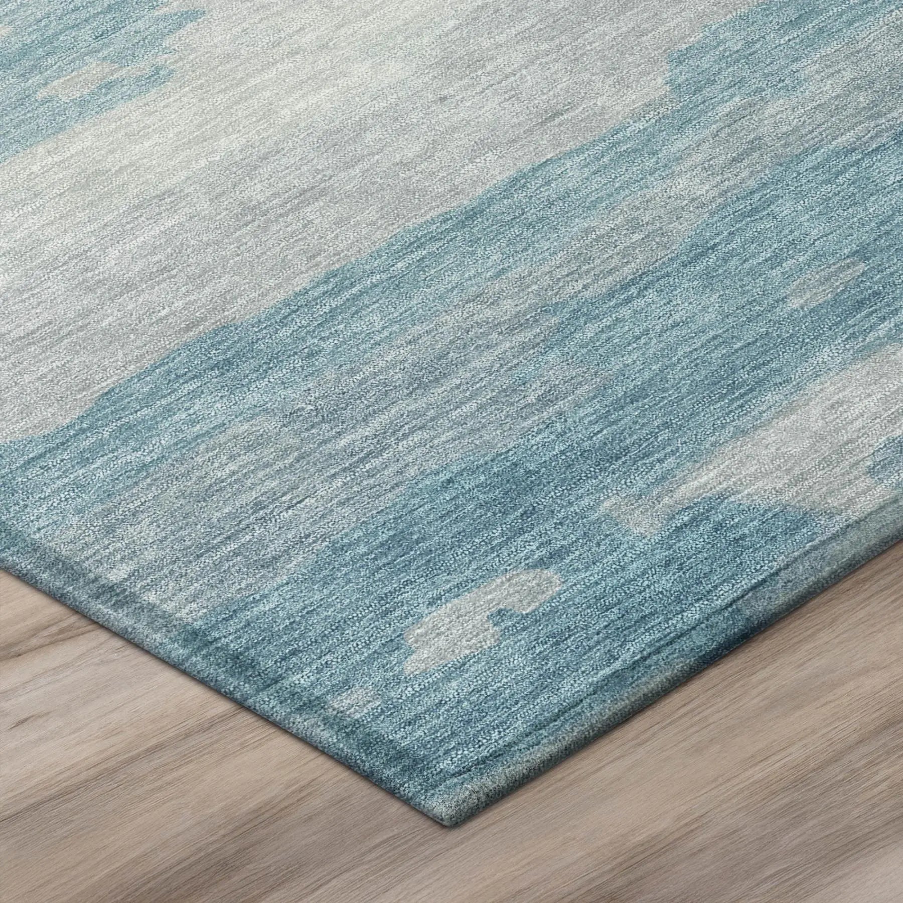 8' X 10' Sky Blue And Blue Abstract Washable Indoor Outdoor Area Rug Homeroots Outdoor