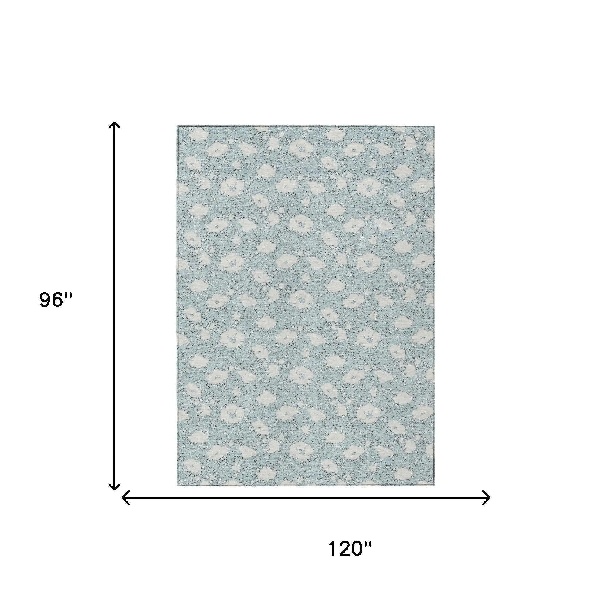 8' X 10' Sky Blue And Blue Floral Washable Indoor Outdoor Area Rug Homeroots Outdoor