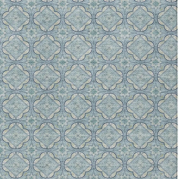 8' X 10' Sky Blue And Blue Geometric Washable Indoor Outdoor Area Rug Homeroots Outdoor