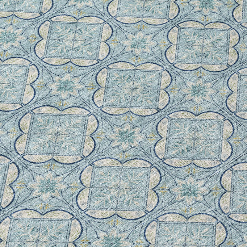 8' X 10' Sky Blue And Blue Geometric Washable Indoor Outdoor Area Rug Homeroots Outdoor