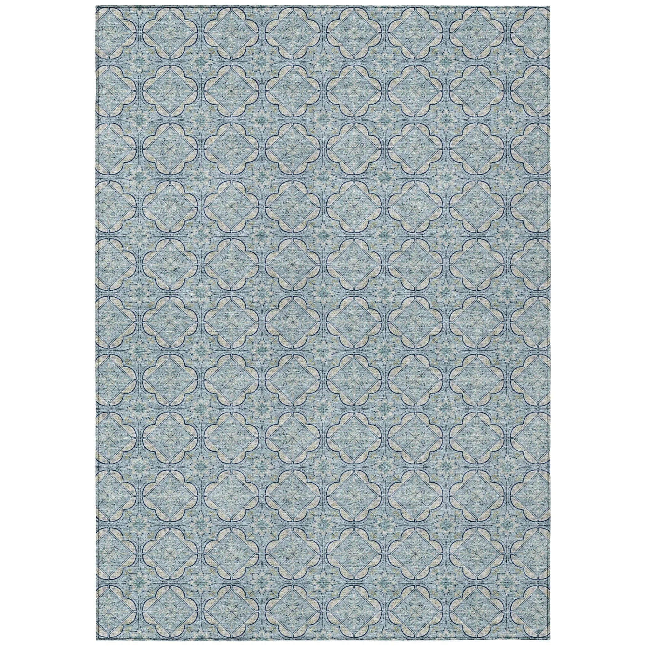 8' X 10' Sky Blue And Blue Geometric Washable Indoor Outdoor Area Rug Homeroots Outdoor