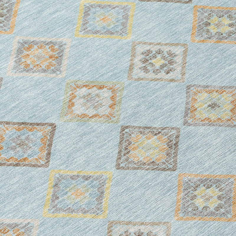 8' X 10' Sky Blue And Blue Geometric Washable Indoor Outdoor Area Rug Homeroots Outdoor
