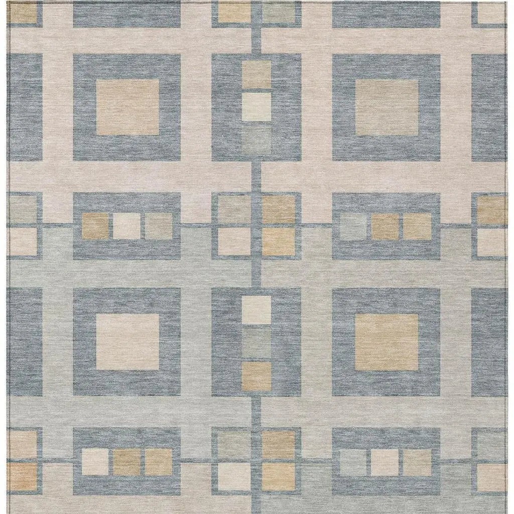 8' X 10' Sky Blue And Blue Geometric Washable Indoor Outdoor Area Rug Homeroots Outdoor