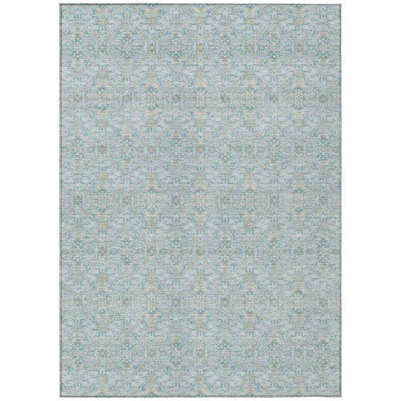 8' X 10' Sky Blue And Blue Oriental Washable Indoor Outdoor Area Rug Homeroots Outdoor