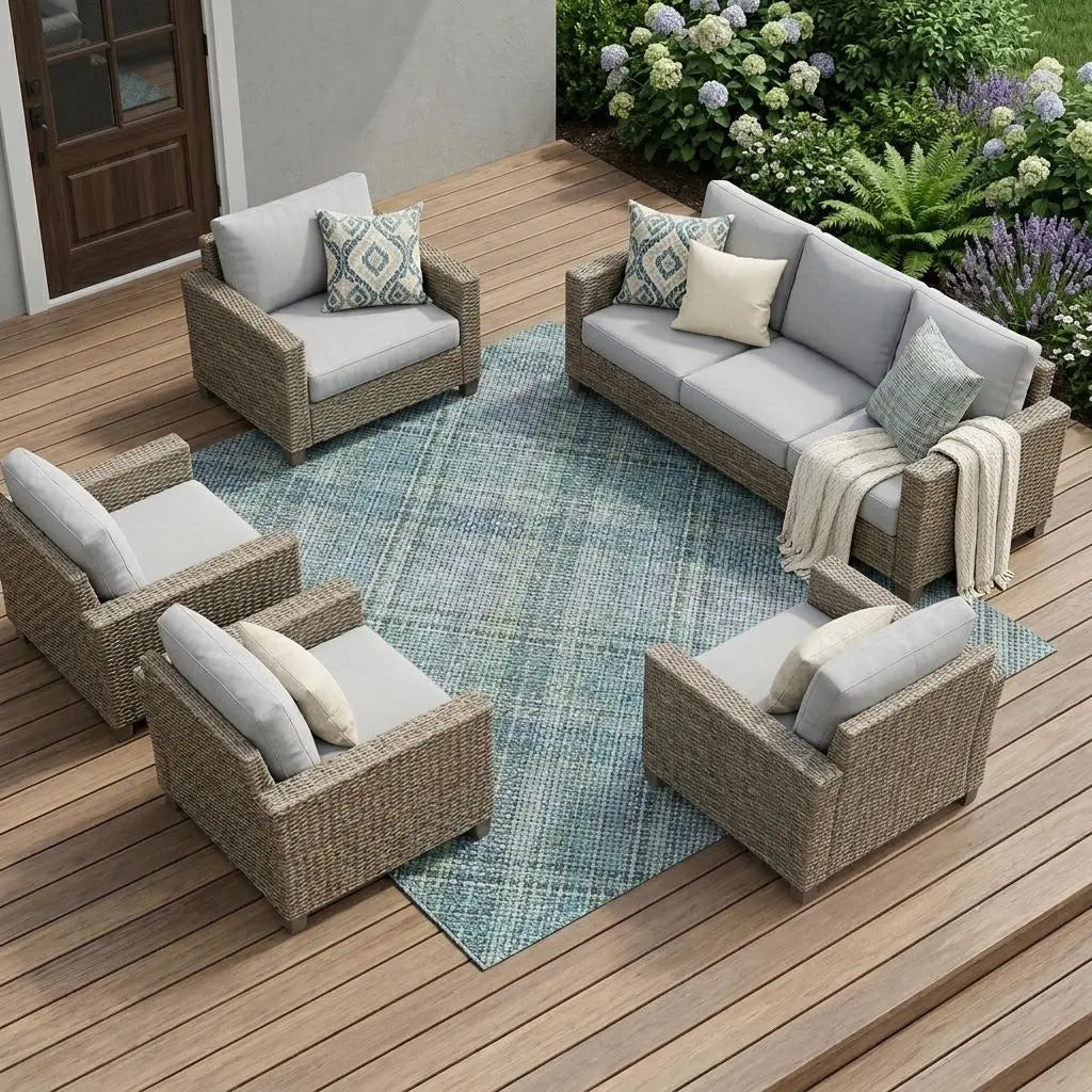 8' X 10' Sky Blue And Blue Plaid Washable Indoor Outdoor Area Rug Homeroots Outdoor