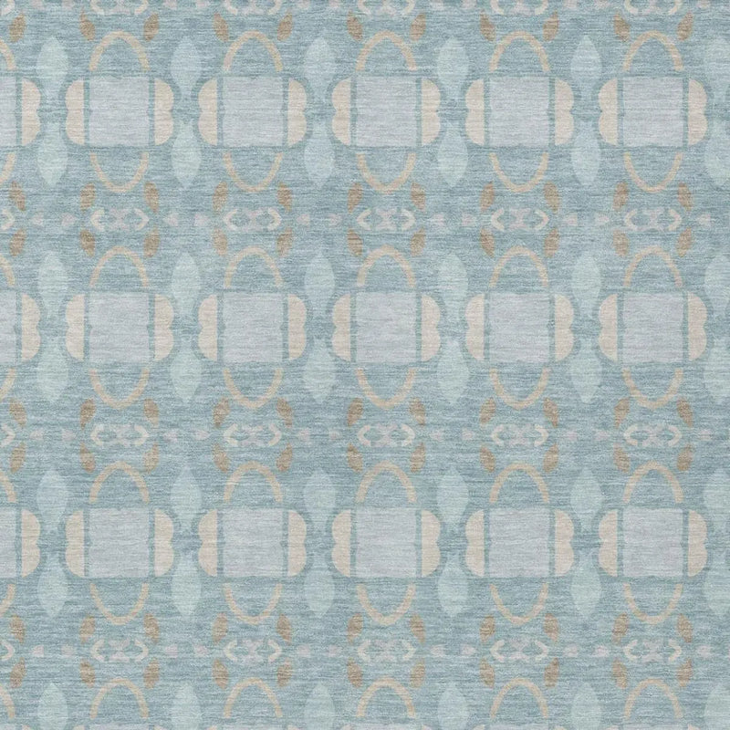 8' X 10' Sky Blue And Blue Striped Washable Indoor Outdoor Area Rug Homeroots Outdoor