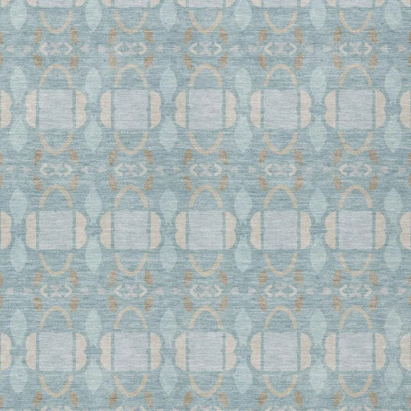 8' X 10' Sky Blue And Blue Striped Washable Indoor Outdoor Area Rug Homeroots Outdoor