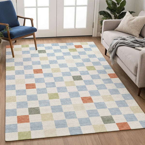 8' X 10' Sky Blue And Gray Geometric Washable Indoor Outdoor Area Rug Homeroots Outdoor