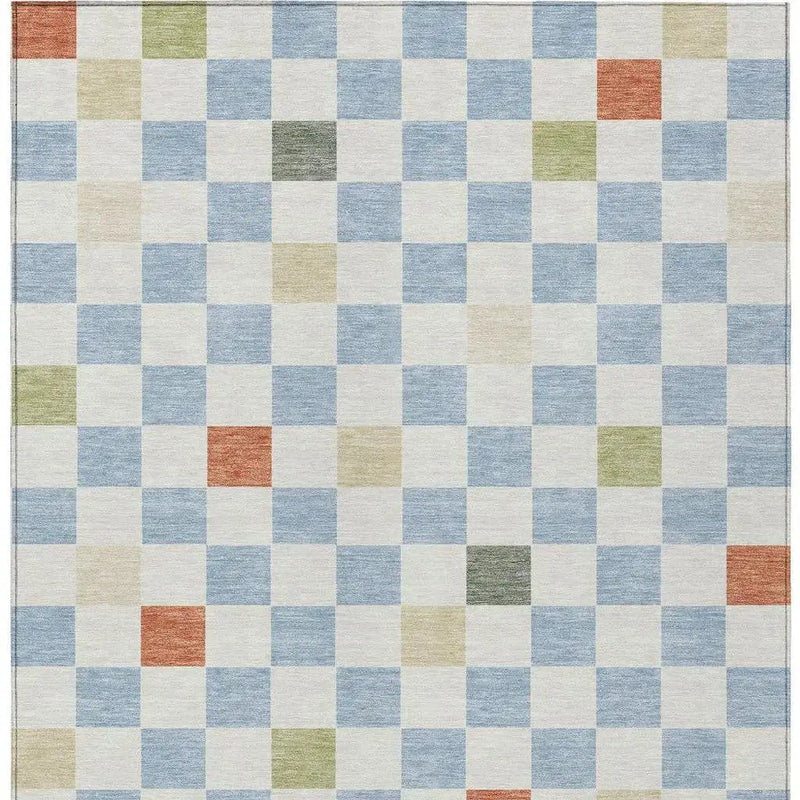 8' X 10' Sky Blue And Gray Geometric Washable Indoor Outdoor Area Rug Homeroots Outdoor