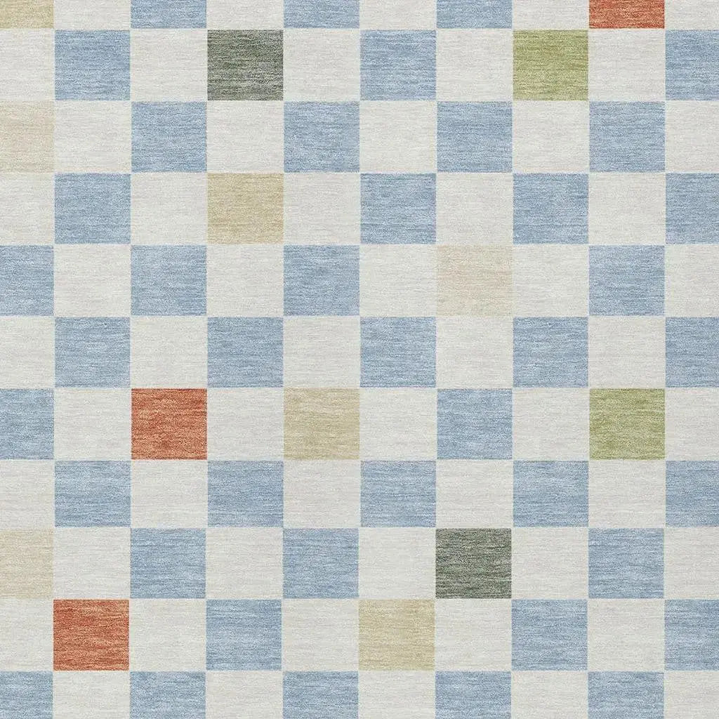 8' X 10' Sky Blue And Gray Geometric Washable Indoor Outdoor Area Rug Homeroots Outdoor
