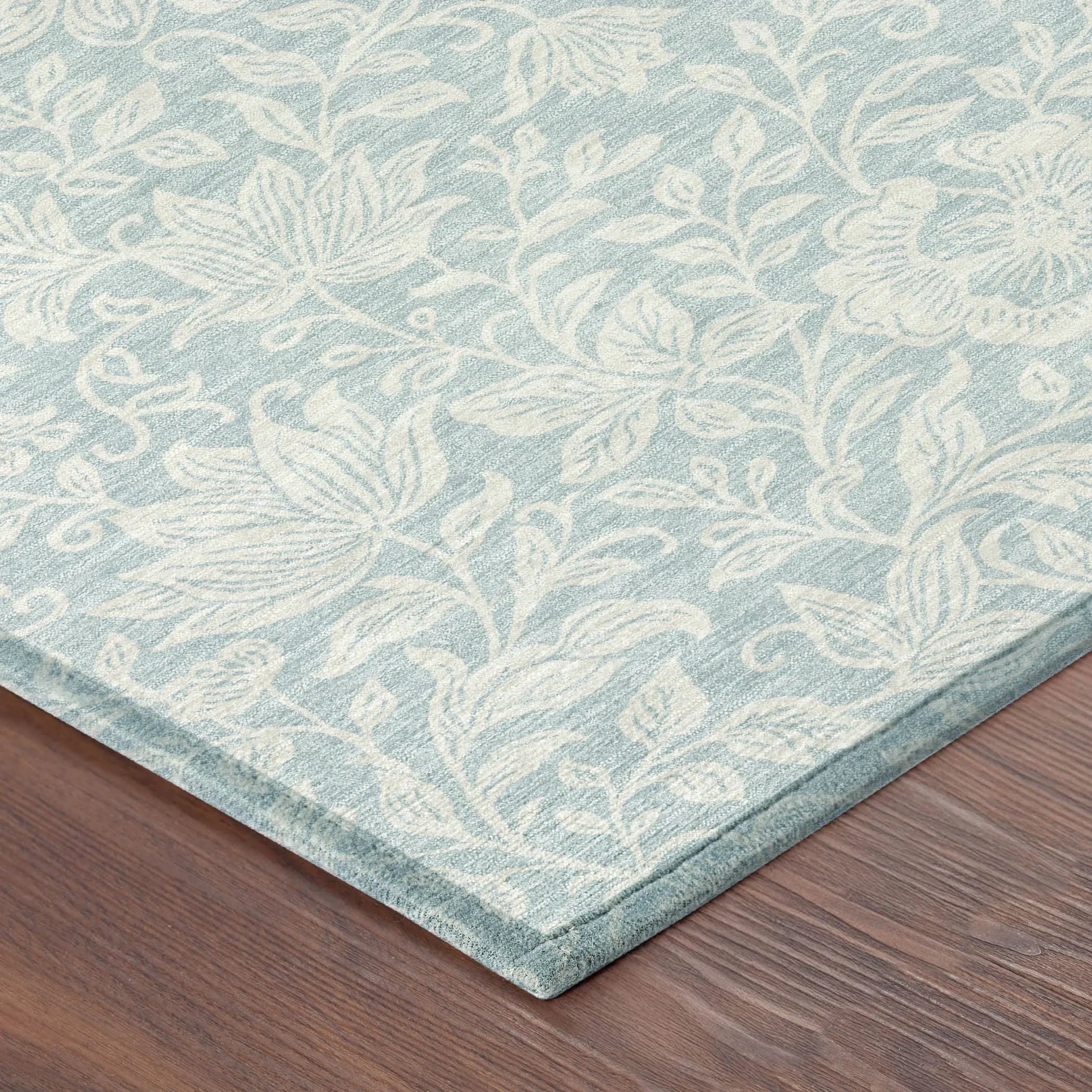8' X 10' Sky Blue And Ivory Floral Washable Indoor Outdoor Area Rug Homeroots Outdoor