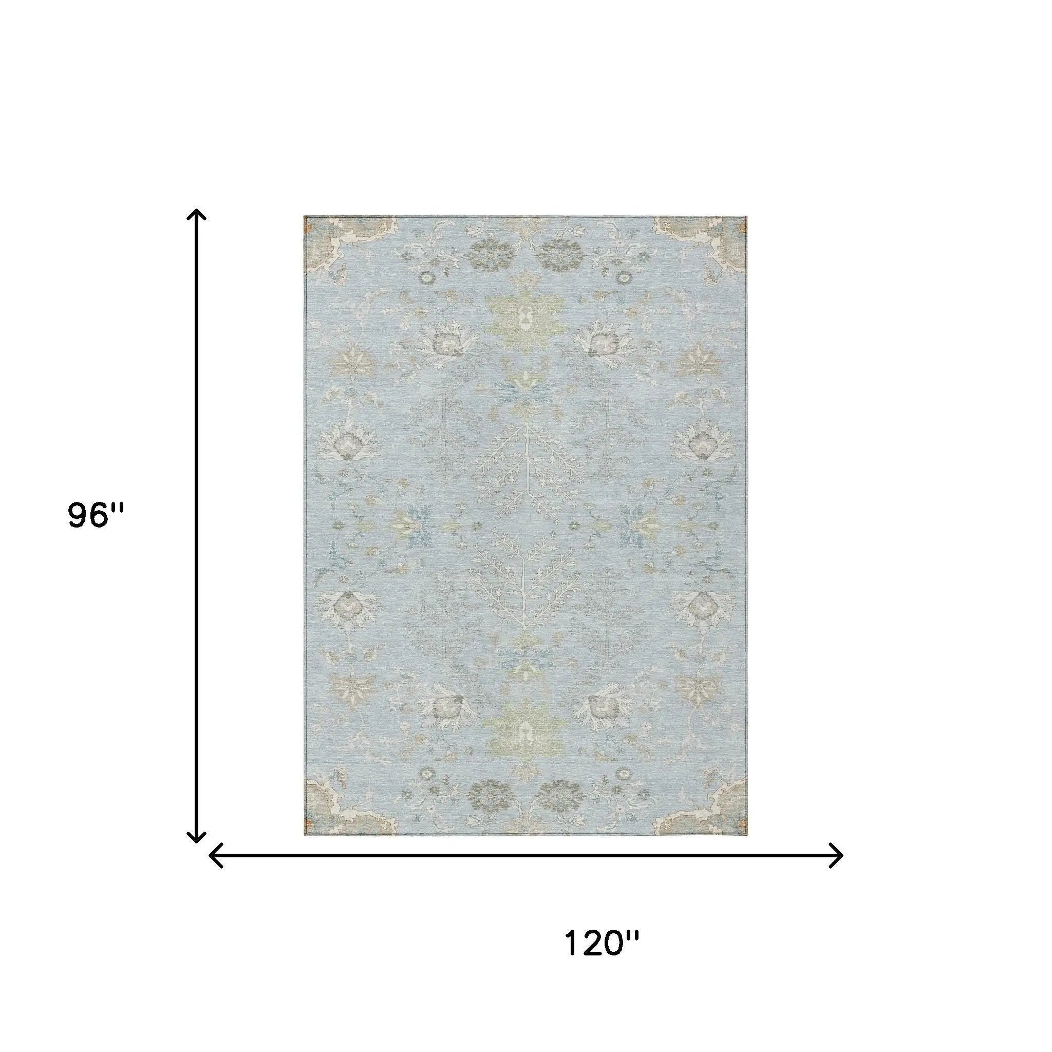 8' X 10' Sky Blue And Ivory Oriental Washable Indoor Outdoor Area Rug Homeroots Outdoor