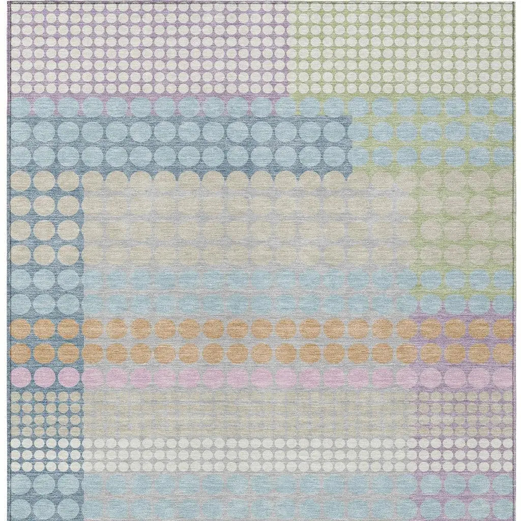 8' X 10' Sky Blue And Lavender Geometric Washable Indoor Outdoor Area Rug Homeroots Outdoor
