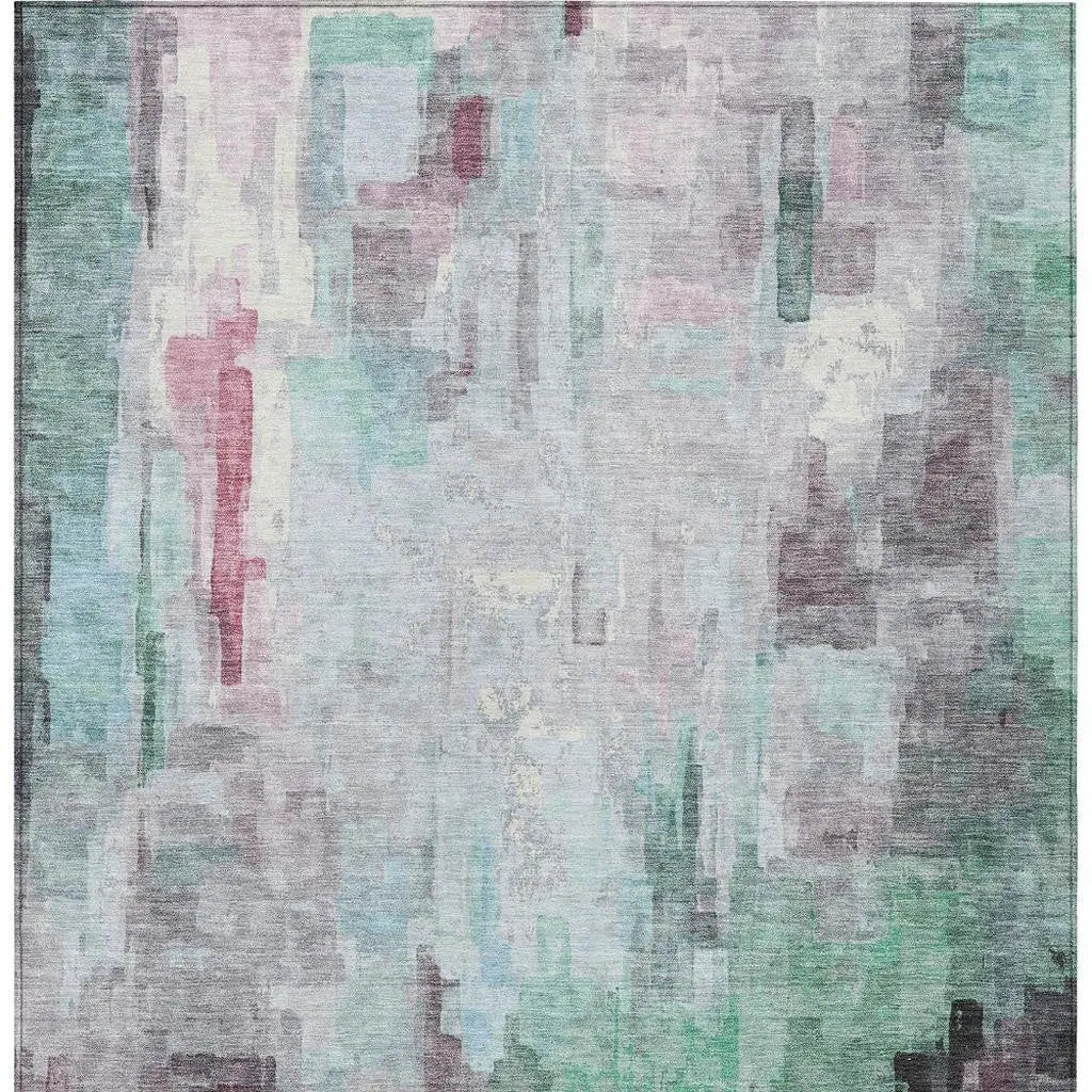 8' X 10' Sky Blue And Mauve Abstract Washable Indoor Outdoor Area Rug Homeroots Outdoor