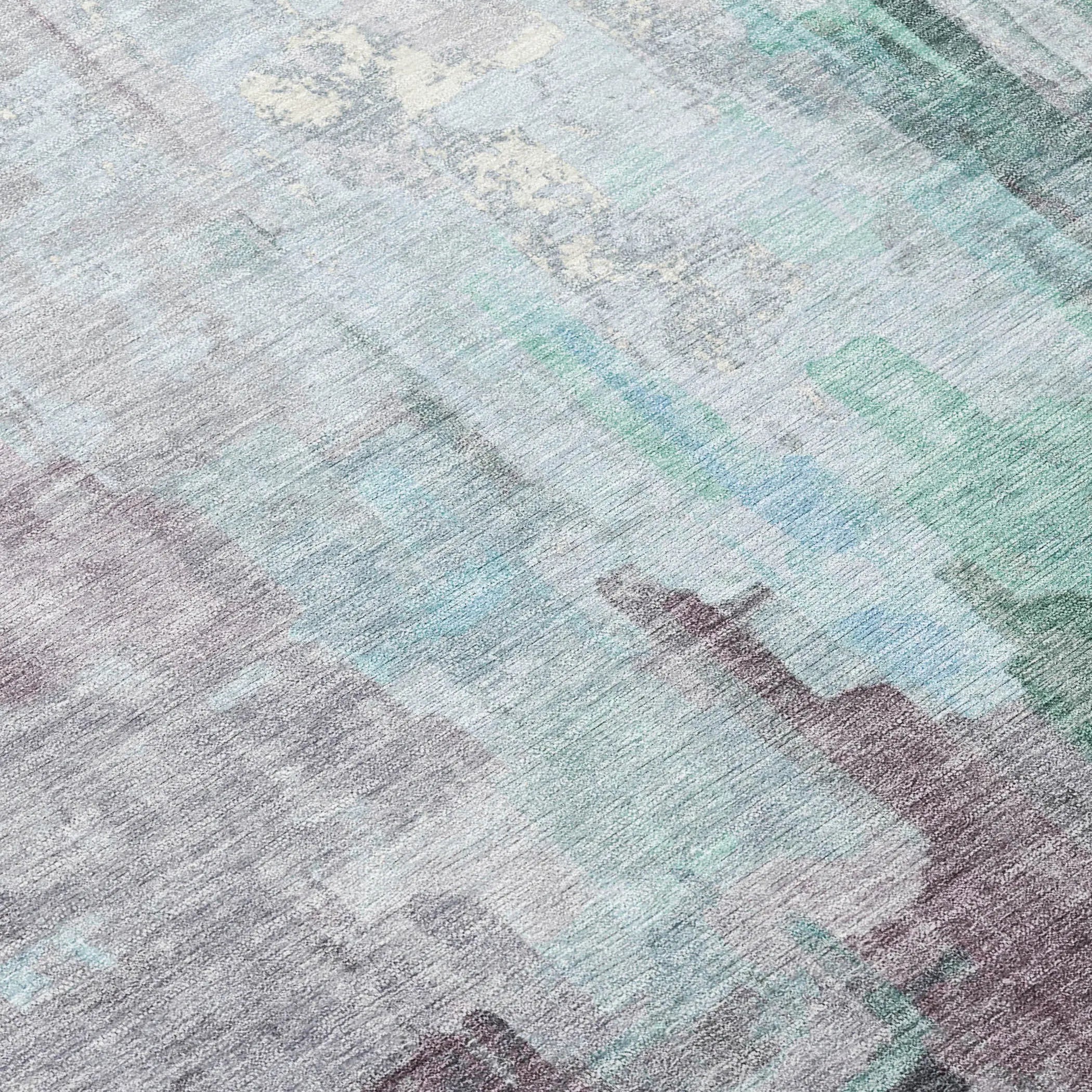 8' X 10' Sky Blue And Mauve Abstract Washable Indoor Outdoor Area Rug Homeroots Outdoor
