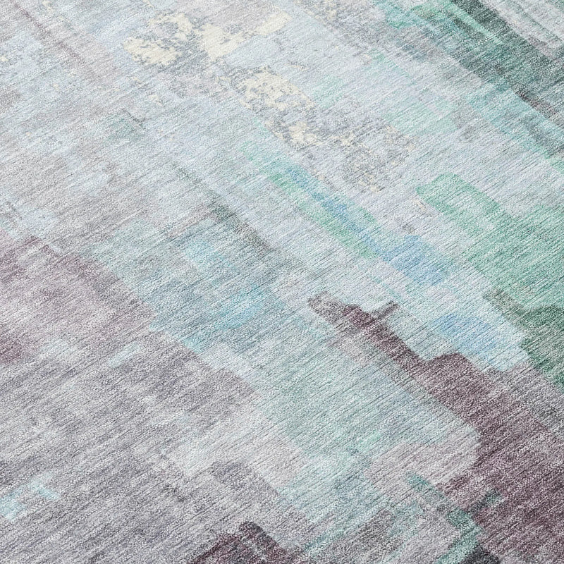 8' X 10' Sky Blue And Mauve Abstract Washable Indoor Outdoor Area Rug Homeroots Outdoor