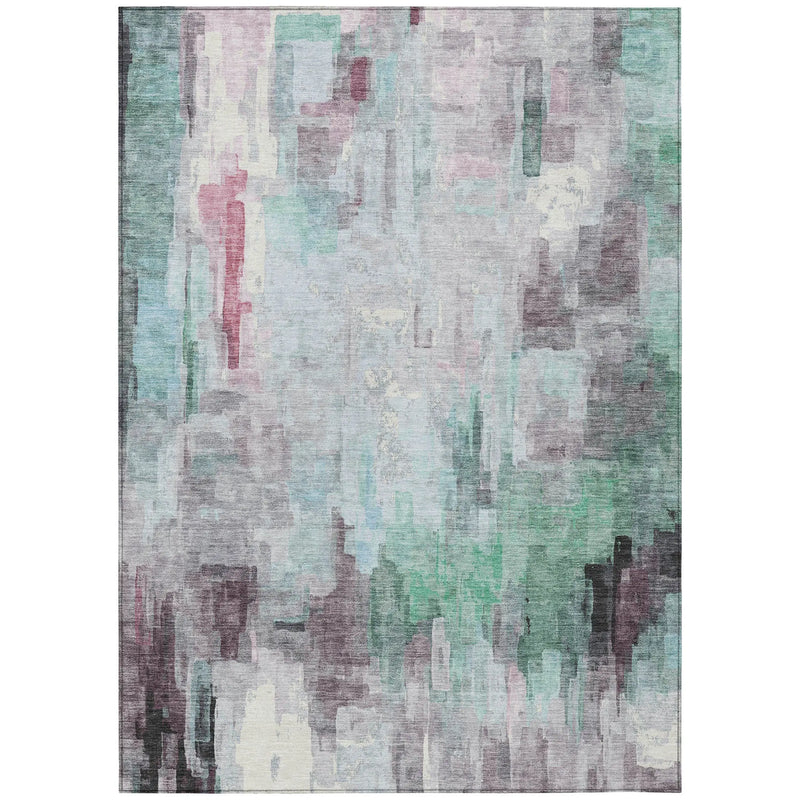 8' X 10' Sky Blue And Mauve Abstract Washable Indoor Outdoor Area Rug Homeroots Outdoor