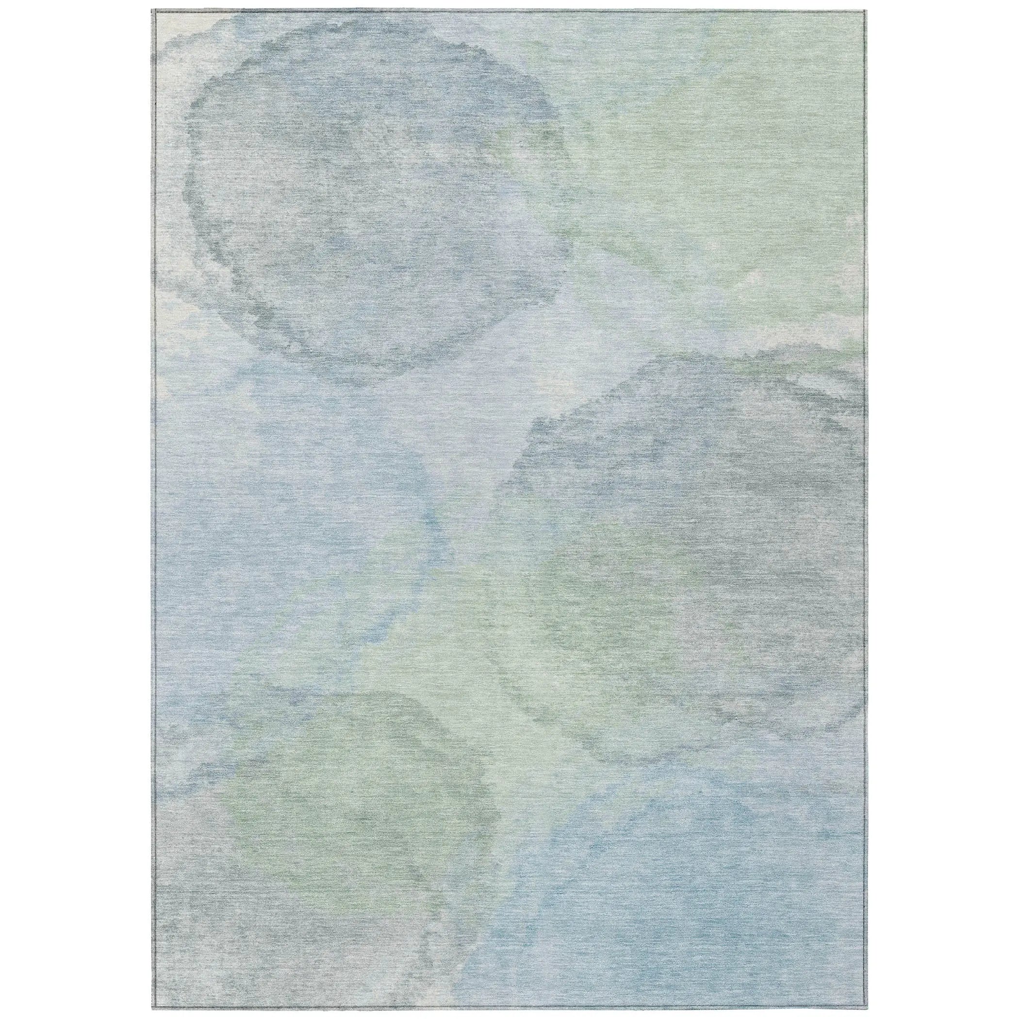 8' X 10' Sky Blue And Mint Green Abstract Washable Indoor Outdoor Area Rug Homeroots Outdoor