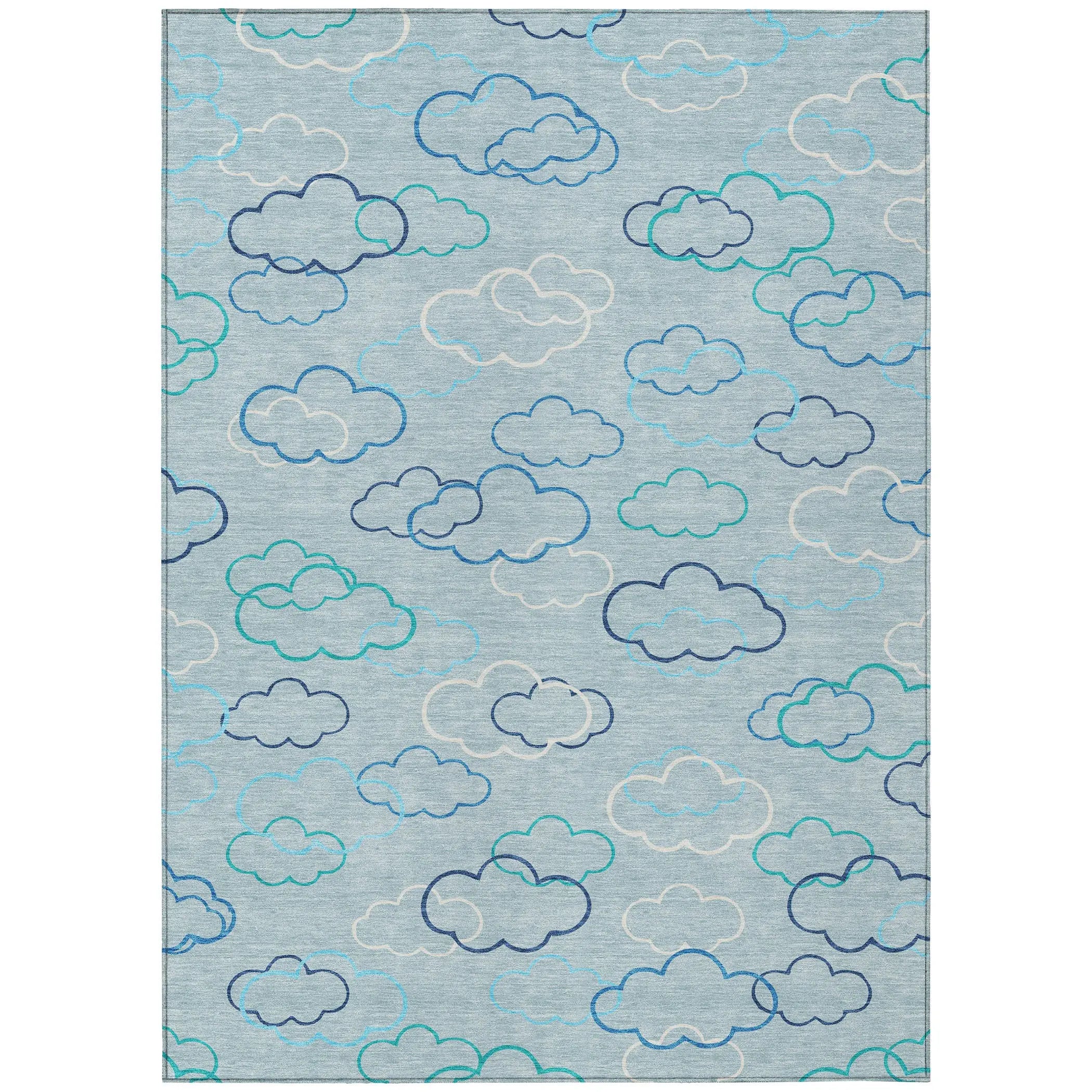 8' X 10' Sky Blue And Navy Blue Abstract Washable Indoor Outdoor Area Rug Homeroots Outdoor
