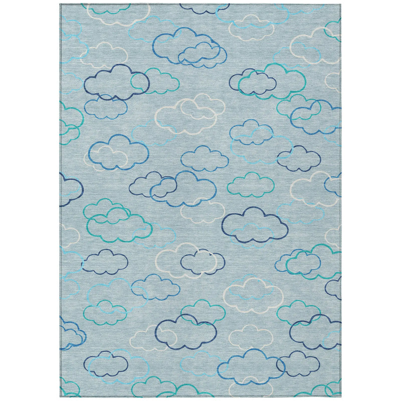 8' X 10' Sky Blue And Navy Blue Abstract Washable Indoor Outdoor Area Rug Homeroots Outdoor