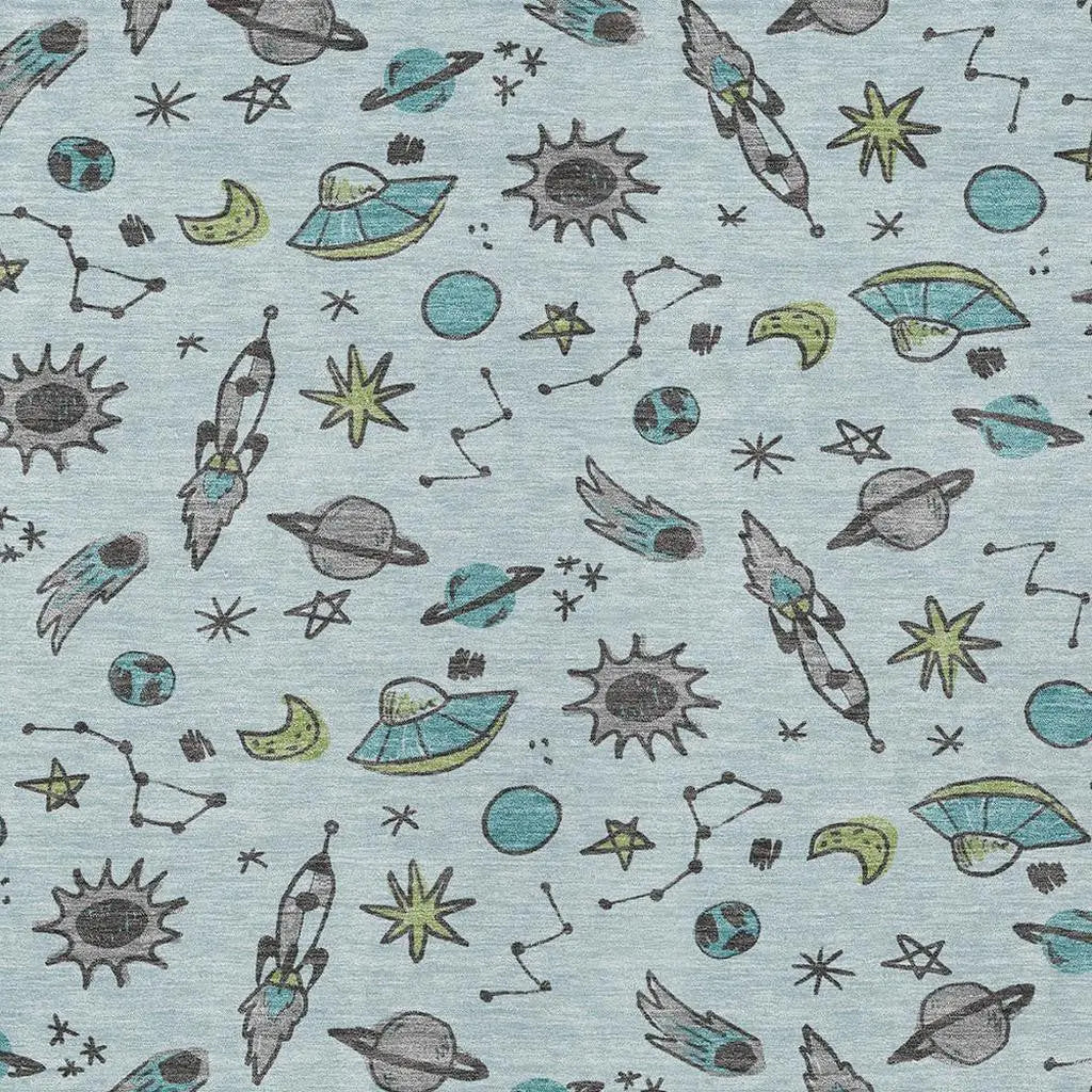 8' X 10' Sky Blue And Teal Blue Animal Print Washable Indoor Outdoor Area Rug Homeroots Outdoor