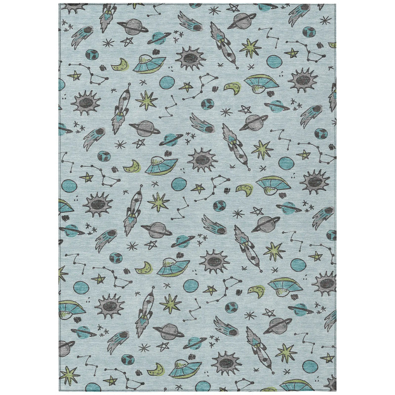 8' X 10' Sky Blue And Teal Blue Animal Print Washable Indoor Outdoor Area Rug Homeroots Outdoor