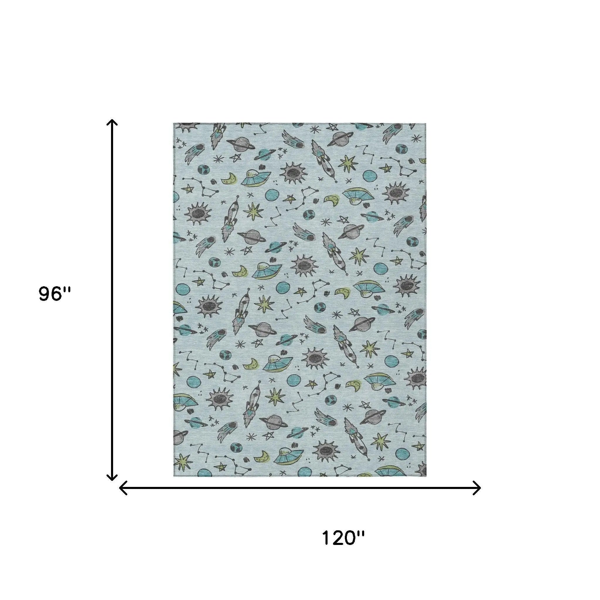 8' X 10' Sky Blue And Teal Blue Animal Print Washable Indoor Outdoor Area Rug Homeroots Outdoor