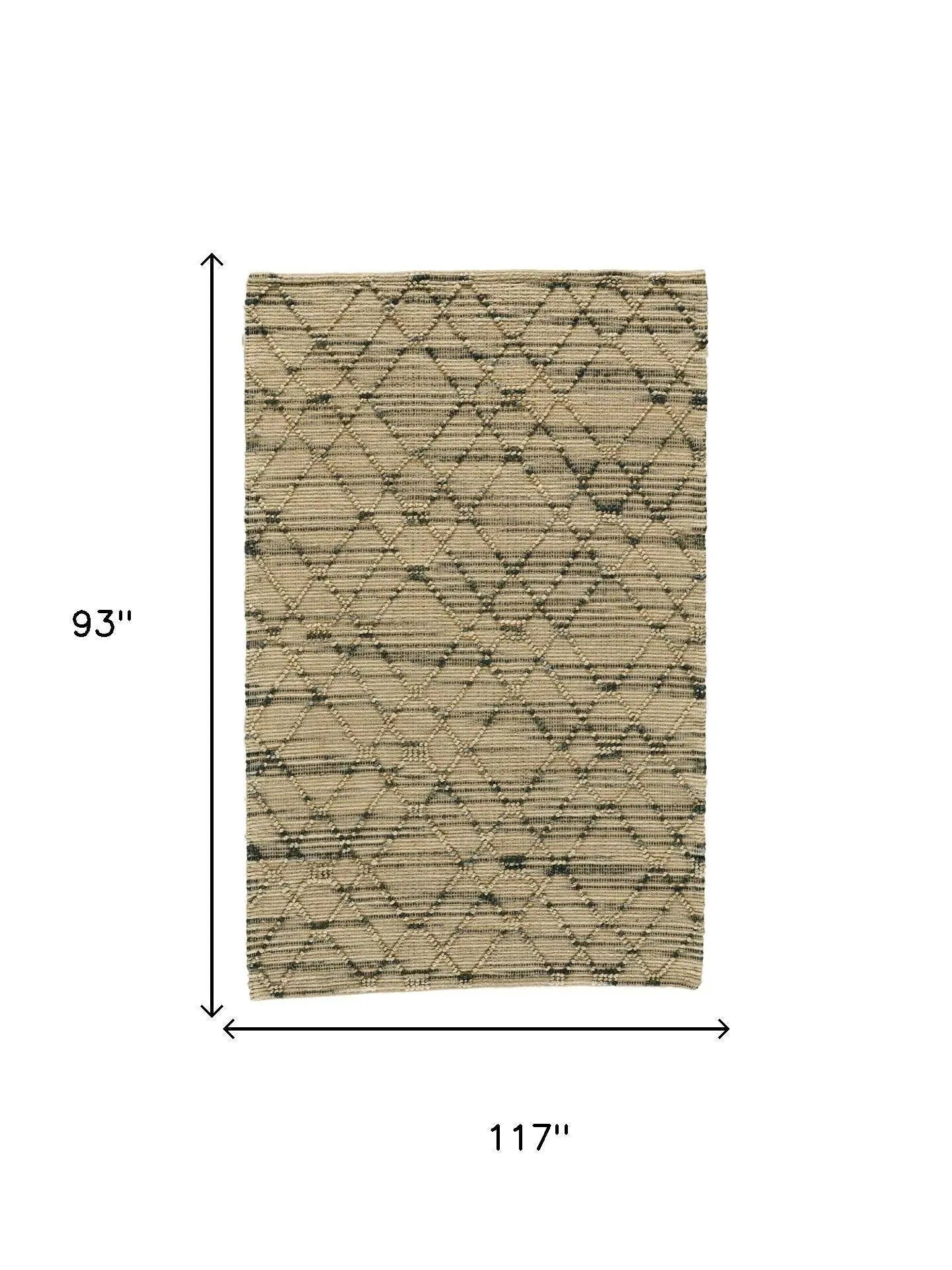 8' X 10' Tan And Blue Jute Argyle Hand Knotted Area Rug Homeroots Home Decor