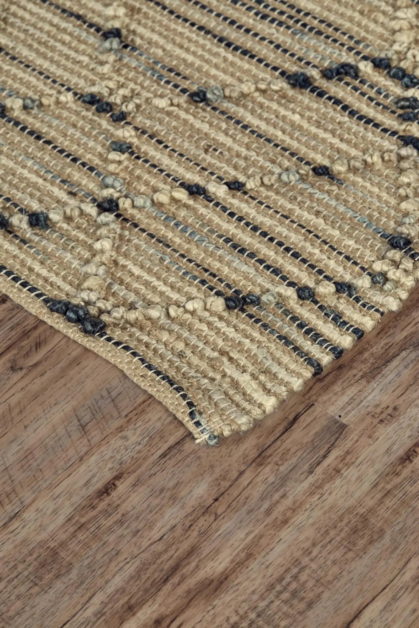 8' X 10' Tan And Blue Jute Argyle Hand Knotted Area Rug Homeroots Home Decor