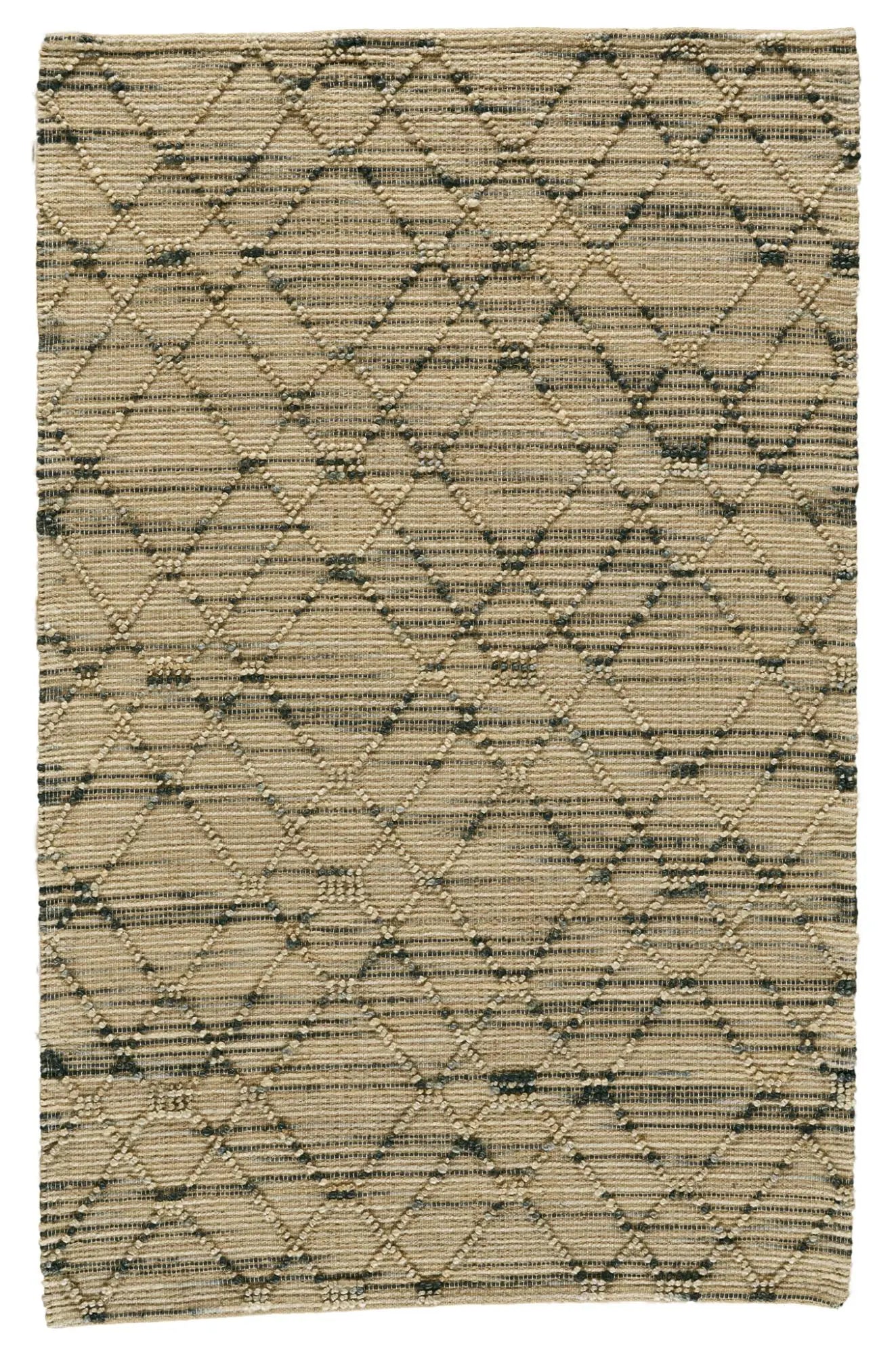 8' X 10' Tan And Blue Jute Argyle Hand Knotted Area Rug Homeroots Home Decor