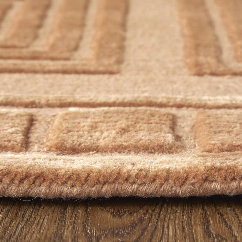 8' X 10' Tan And Gold Wool Geometric Hand Knotted Area Rug Homeroots Home Decor