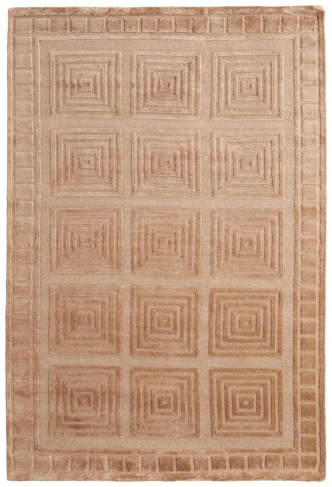 8' X 10' Tan And Gold Wool Geometric Hand Knotted Area Rug Homeroots Home Decor