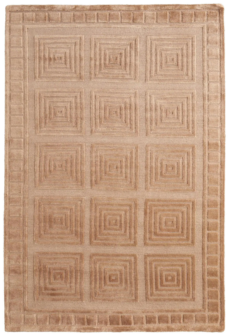 8' X 10' Tan And Gold Wool Geometric Hand Knotted Area Rug Homeroots Home Decor
