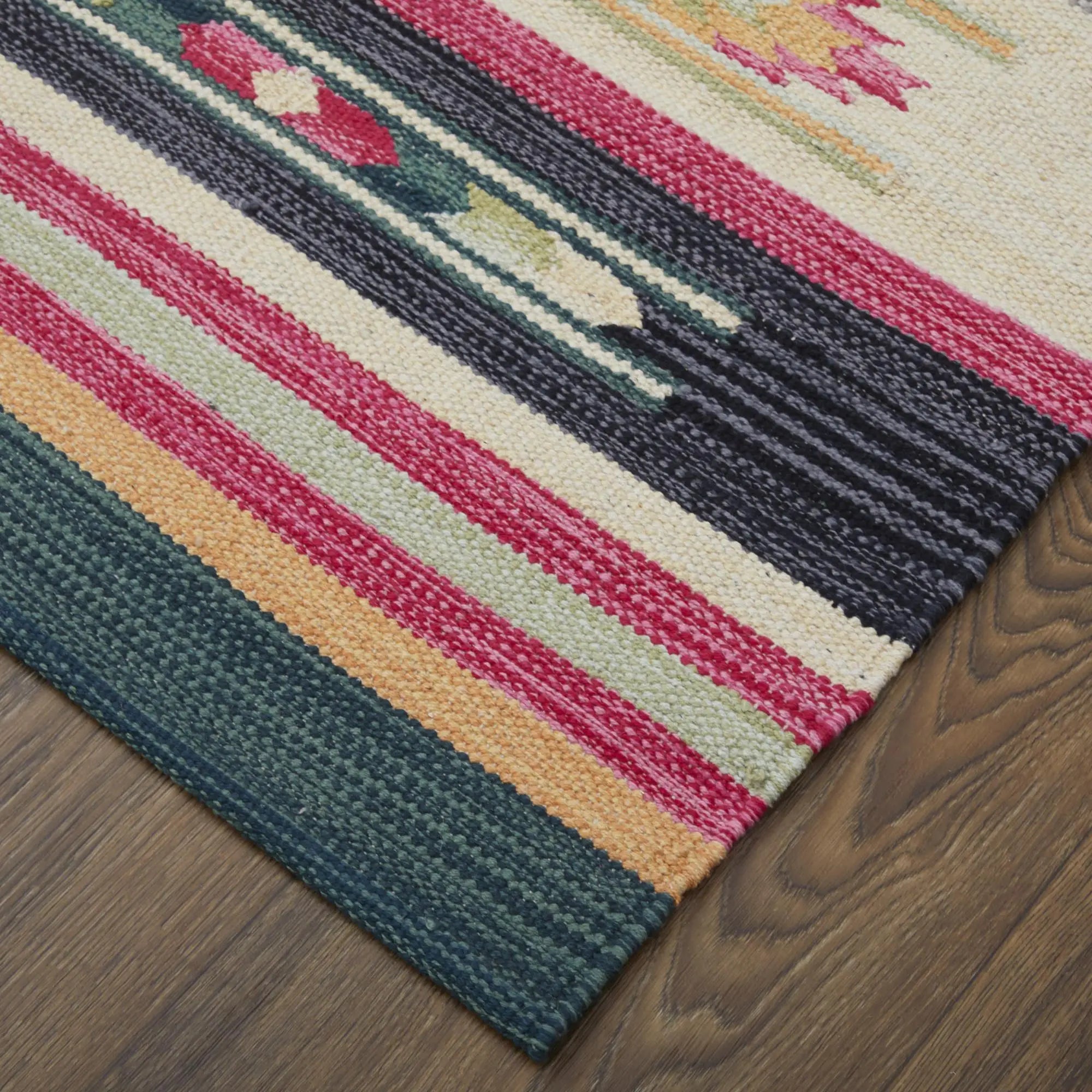 8' X 10' Tan Black And Orange Southwestern Hand Woven Area Rug Homeroots Home Decor