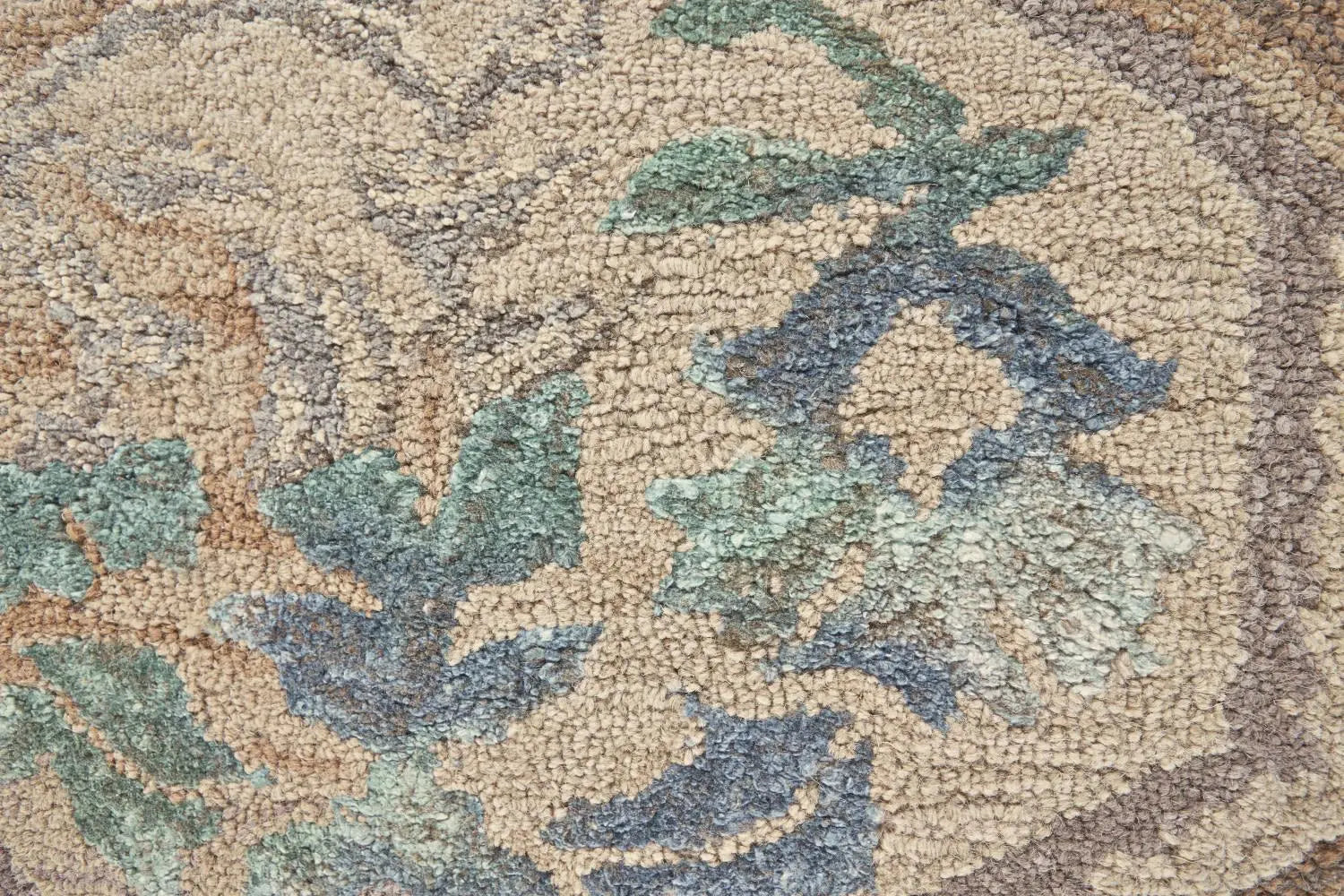 8' X 10' Tan Blue And Green Ikat Hand Tufted Area Rug Homeroots Home Decor