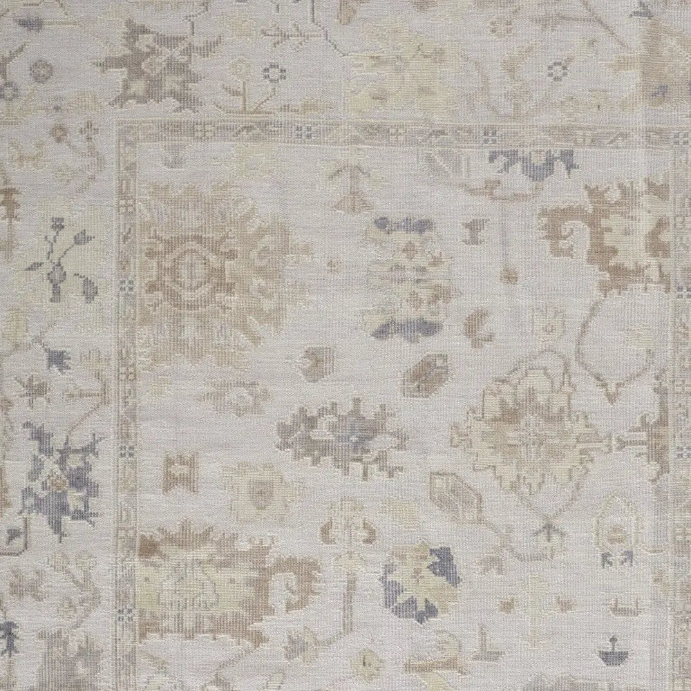 8' X 10' Tan Ivory And Orange Floral Hand Knotted Stain Resistant Area Rug Homeroots Outdoor