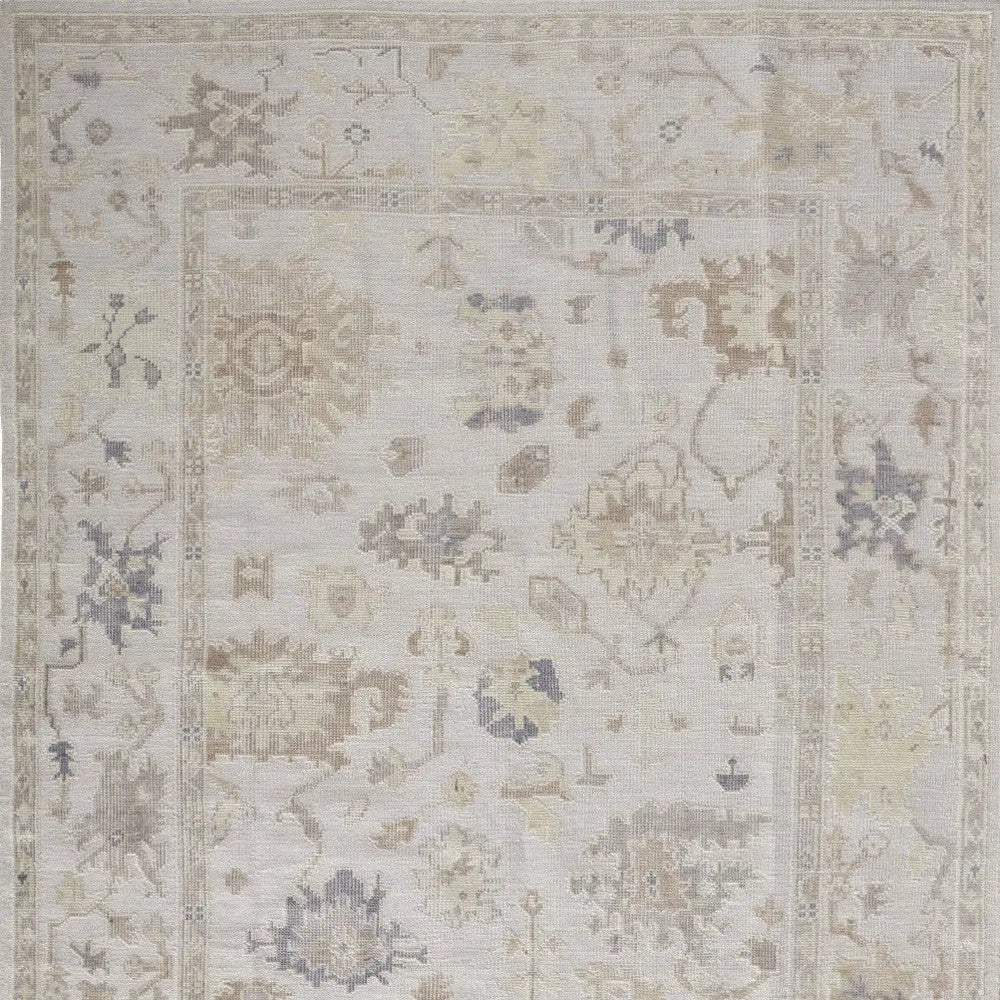 8' X 10' Tan Ivory And Orange Floral Hand Knotted Stain Resistant Area Rug Homeroots Outdoor