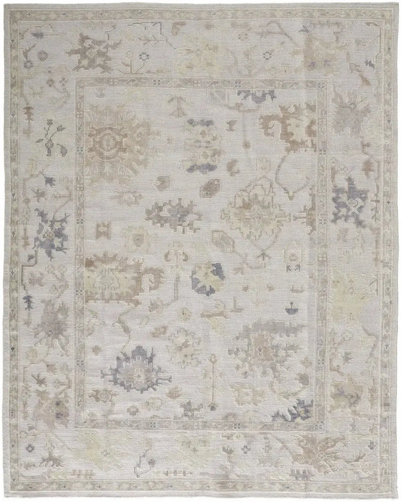 8' X 10' Tan Ivory And Orange Floral Hand Knotted Stain Resistant Area Rug Homeroots Outdoor